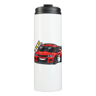 Lustiger Rennwagenliebhaber Rotes Auto Thermobeche Thermosbecher
