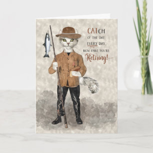 Lustiger Renteneintritt im Hipster-Katzen-Angler-T Karte