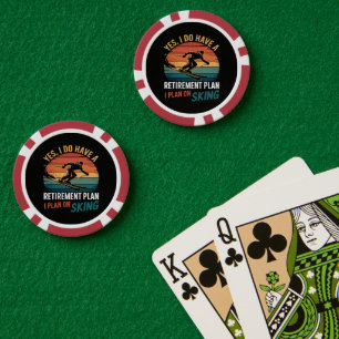 Lustiger Rentenplan Ski Ruhestand Pokerchips