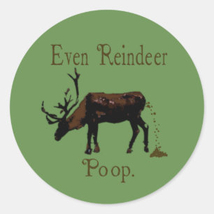Lustiger Rentierkot Weihnachten Runder Aufkleber