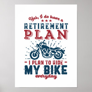 Lustiger Rentner Biker Ruhestandsplan Fahrt Mein F Poster