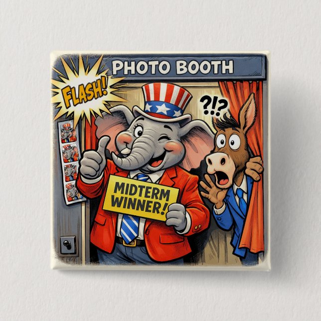 Lustiger Republikanischer Elefant Zwischentermin-W Button (Vorderseite)