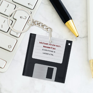 Lustiger Retro-80er-Computer-Disketten-Schlüsselan Schlüsselanhänger