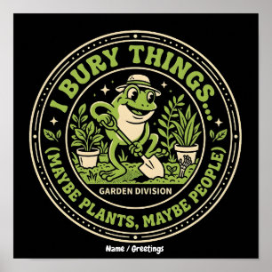 Lustiger Retro-Frosch-Abzeichen I Begrabe Dinge Ga Poster