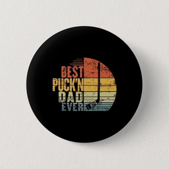 Lustiger Retro-Hockey-Vater - Bester Puck'n Dad Ev Button (Vorderseite)