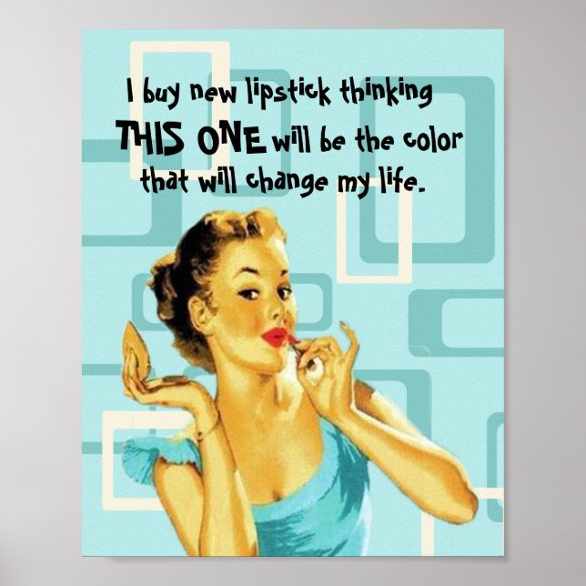 Lustiger Retro-Lippenstift-Fan Poster (Vorne)