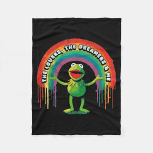 Lustiger Retro-Regenbogenfrosch Verbindung Die Lie Fleecedecke