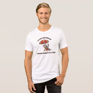 Lustiger Retro-Skelett, der den Traum lebt, schlec Tri-Blend Shirt
