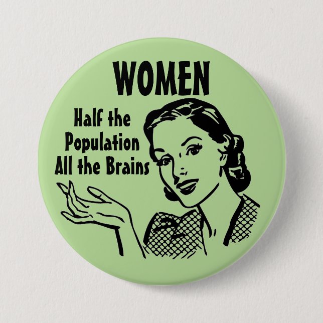 Lustiger Retro Smart Frauen Button (Vorderseite)