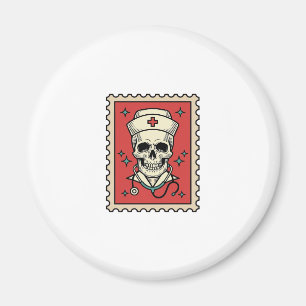 Lustiger Retro-Stempel Krankenschwester Schädel_1 Magnet