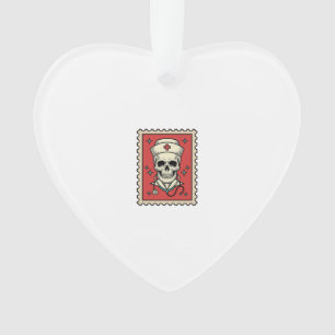 Lustiger Retro-Stempel Krankenschwester Schädel_1 Ornament