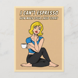 Lustiger Retro-Stil-Kaffee-Yoga-Humor-Pop-Art Postkarte