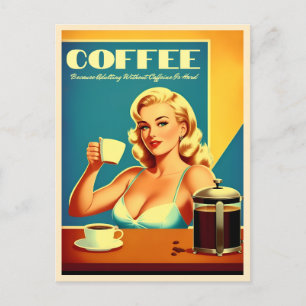 Lustiger Retro Vintage Kaffee Koffein Humor Postkarte