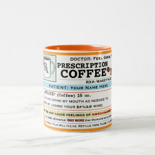Lustiger Rezept RX Kaffee individuell anpassbarer Zweifarbige Tasse