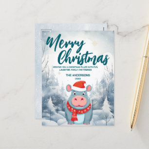 Lustiger Rhino Frohe Weihnachten Baum Schnee Feier