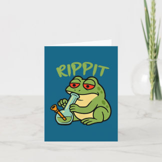 Lustiger Rippit Stoner Frosch beim Kiffen Karte