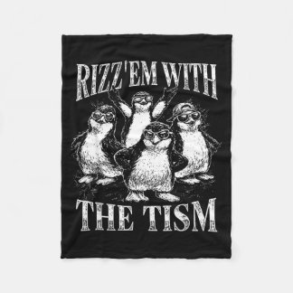 Lustiger Rizz em mit dem Tism Retro-Pinguin-Meme Fleecedecke