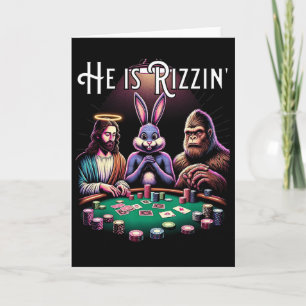 Lustiger Rizz Er ist Rizzin Jesus Osterhase Bigfoo Karte