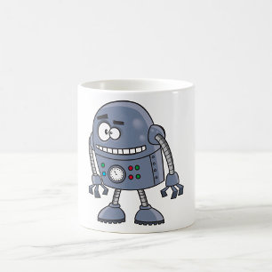 Lustiger Roboter-Charakter Cute Blue Retro Kaffeetasse