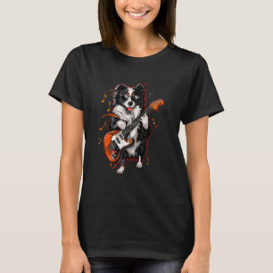 Lustiger Rock Border Collie Hund spielt Gitarre Fu T-Shirt