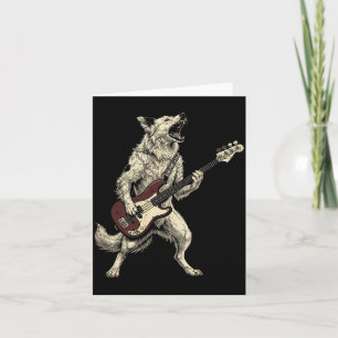 Lustiger Rock Border Collie spielt Gitarre Retro H Karte