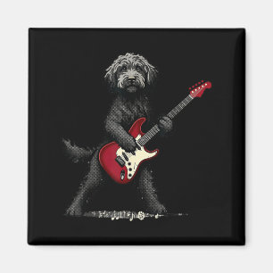 Lustiger Rock-Goldendoodle-Hund spielt Gitarre Mus Magnet