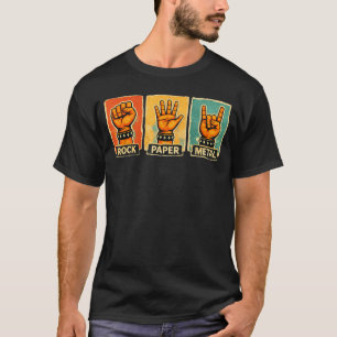 Lustiger Rock Paper Metal Retro Musikliebhaber Wit T-Shirt