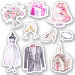 Lustiger Rosa Braut Bräutigam Hochzeitsplaner Aufkleber