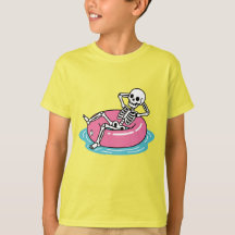 Lustiger rosa Cartoon-Skelett-Schwimmring Il