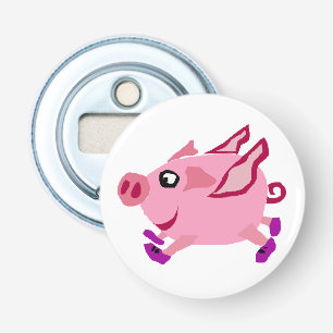 Lustiger rosa Fliegen-Schwein-Cartoon Flaschenöffner