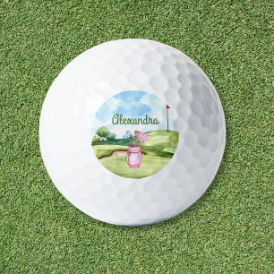 Lustiger rosa Golfschläger personalisiert mit Mono Golfball