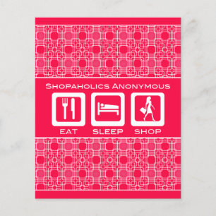 Lustiger rosa Shopaholic Eat Sleep Shop Werbeartik Flyer