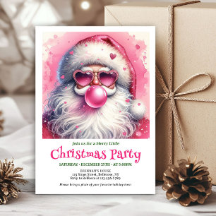 Lustiger rosa Weihnachtsmann-Bubble-Gum-Wasserfarb Einladung