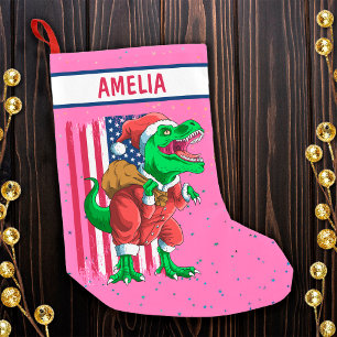 Lustiger Rosa Weihnachtsmann Santa TRex Tyrannosau Kleiner Weihnachtsstrumpf