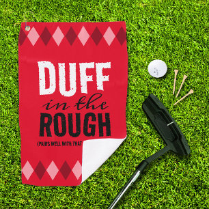Lustiger roter Argyle Duff im Rohzustand Golfhandtuch