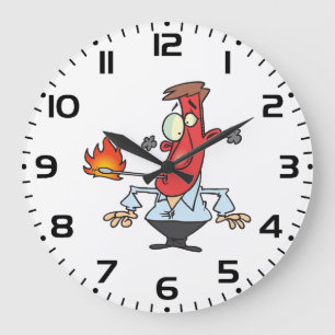 Lustiger roter Gesichtsmann mit Thermometer Fieber Große Wanduhr