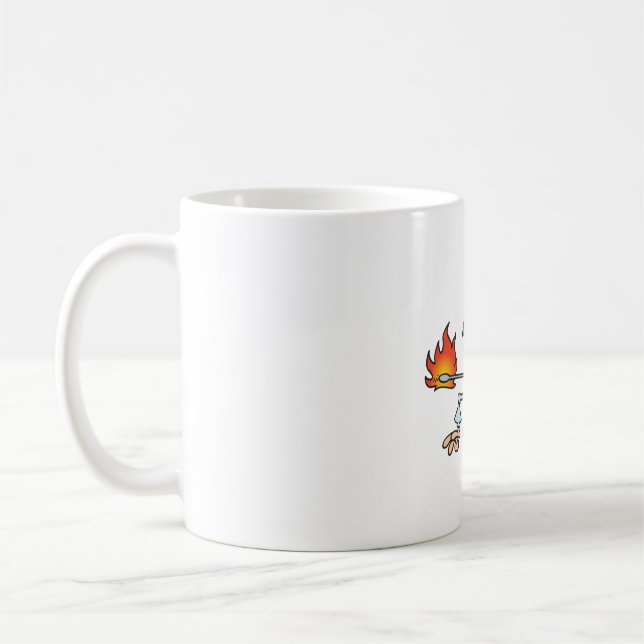 Lustiger roter Gesichtsmann mit Thermometer Fieber Kaffeetasse (Links)