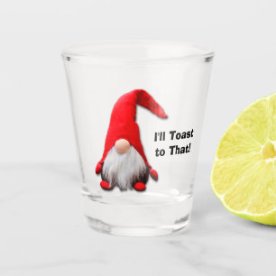 Lustiger roter Gnome-Weihnachtstoast Schnapsglas