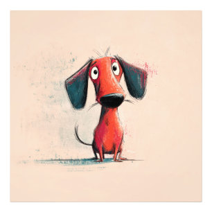 Lustiger roter Hund – Whimsical Cartoon Haustier K Fotodruck
