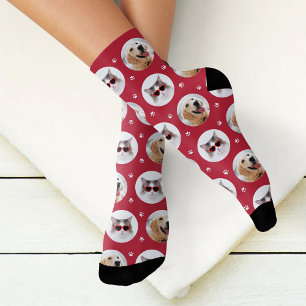 Lustiger roter individueller Pfotenabdruck mit 2 H Socken