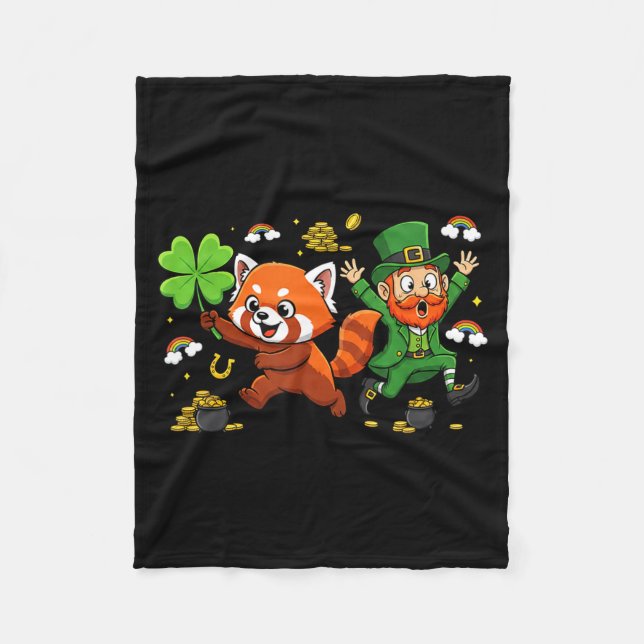 Lustiger Roter Panda Clover St Patricks Day Damen  Fleecedecke (Vorderseite)