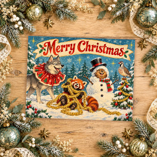 Lustiger Roter Panda Wolf Vintage Weihnachten