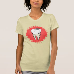 Lustiger roter weißer beiger gezogener Backenzahn  T-Shirt