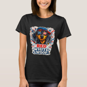 Lustiger roter weißer und Wuff-Dackel-Hund patriot T-Shirt