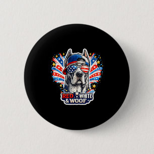 Lustiger roter weißer und Wuff Great Dane Hund pat Button
