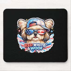 Lustiger roter weißer und Wuff Malteser Hund patri Mousepad