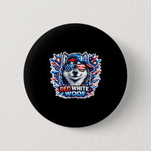 Lustiger roter weißer und Wuff Sibirischer Husky H Button