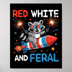 Lustiger roter weißer & verwilderter Waschbär 4. J Poster