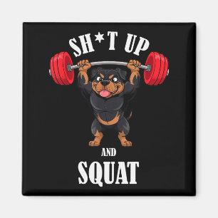 Lustiger Rottweiler Fitness Kniebeugen Workout Gew Magnet