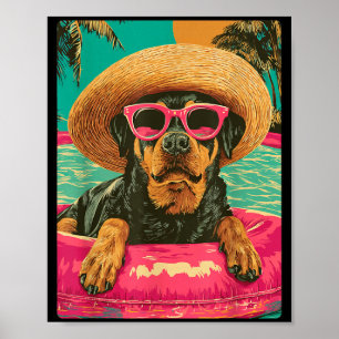 Lustiger Rottweiler in Sonnenbrille Süßer Hund Tro Poster